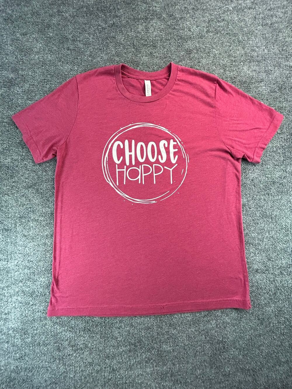 Choose Happy Graphic T-Shirt Women's L Pink Inspirational Bella Short Sleeve Tee